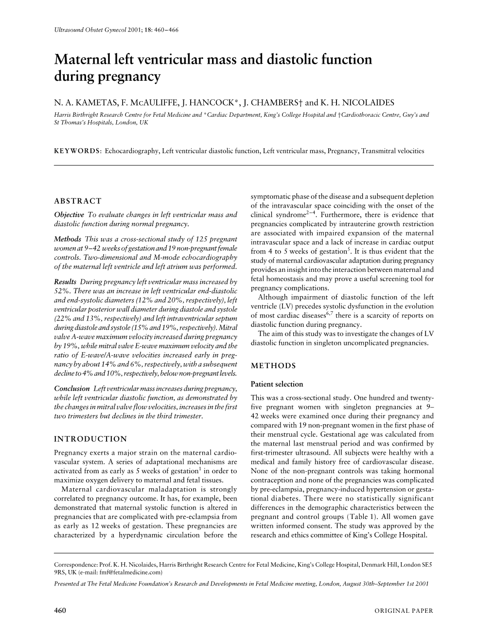 Maternal Left Ventricular Mass and Diastolic Function During Pregnancy Kametas Et Al
