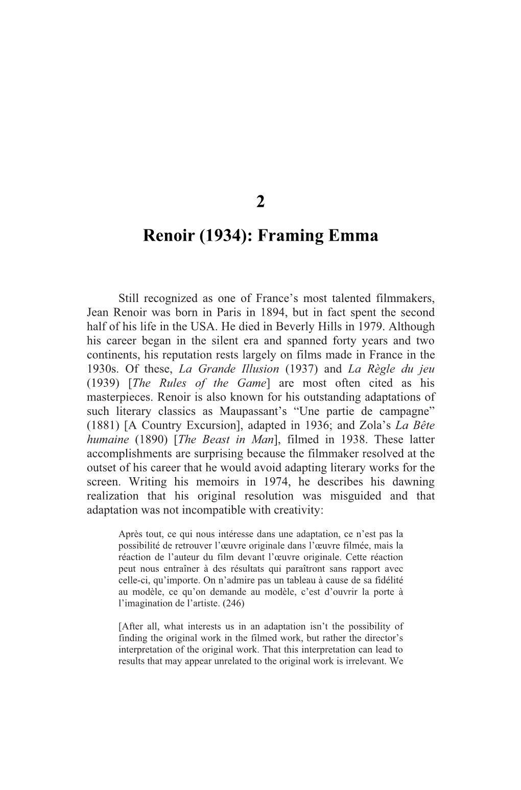 2 Renoir (1934): Framing Emma