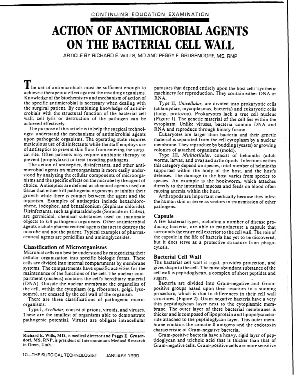 Action of Antimicrobial Agents on the Bacterial Cell Wall Article by Richard E