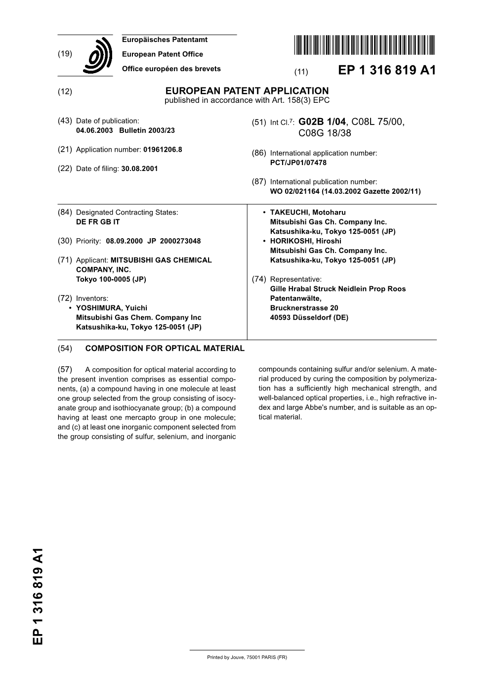 Composition for Optical Material