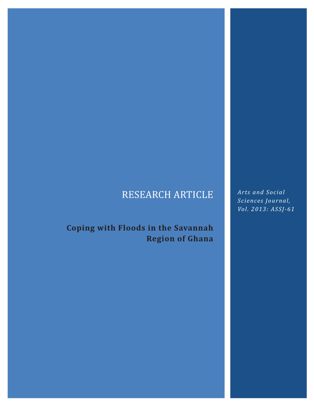 RESEARCH ARTICLE Arts and Social Sciences Journal, Vol