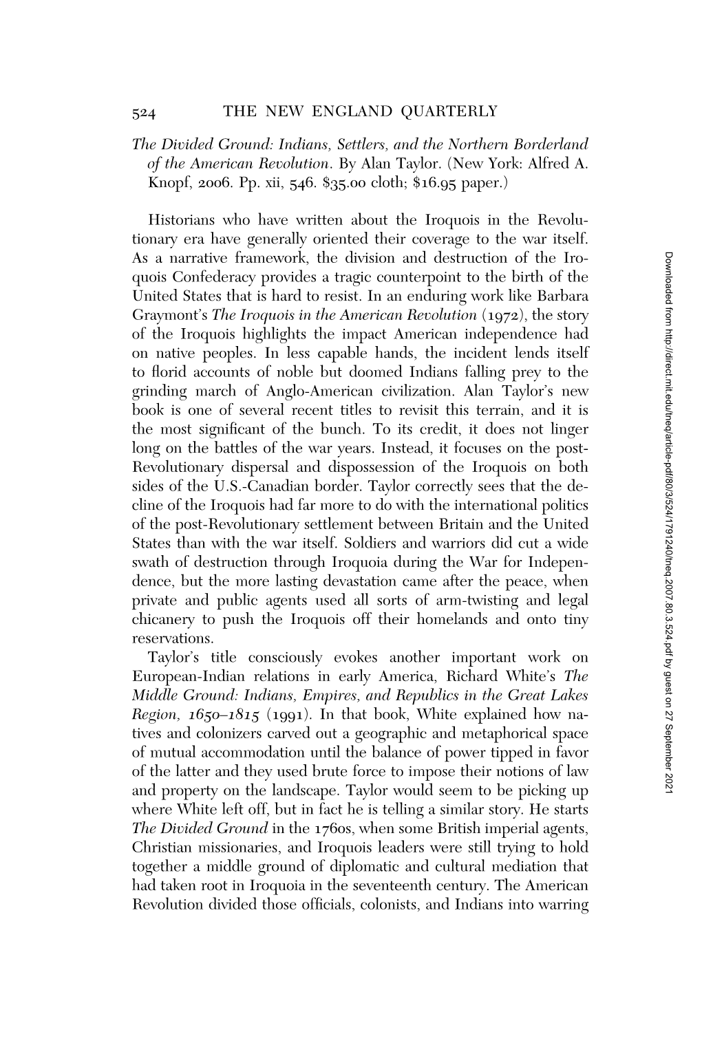 Indians, Settlers, and the Northern Borderland of the American Revolution