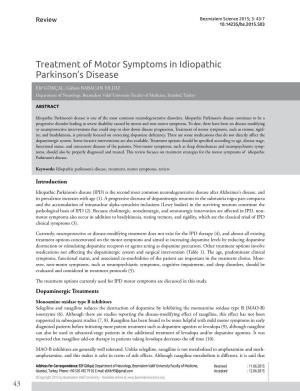 Treatment of Motor Symptoms in Idiopathic Parkinson's Disease
