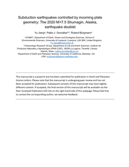The 2020 M&gt;7.5 Shumagin, Alaska, Earthquake Doublet