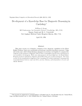 Development of a Knowledge Base for Diagnostic Reasoning in Cardiology