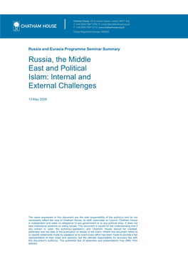 Russia, the Middle East and Political Islam: Internal and External Challenges