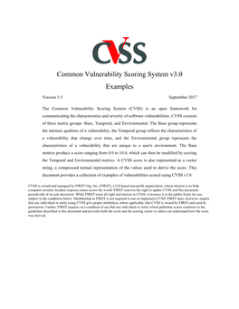 Common Vulnerability Scoring System V3.0 Examples