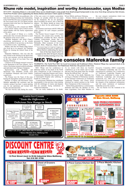 MEC Tlhape Consoles Mafereka Family in the Sportsman of the Year Category