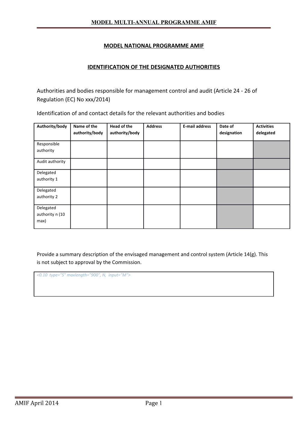 Model Multi-Annual Programme Amif