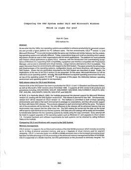 Comparing the SAS System Under OS/2 and Microsoft Windows Which