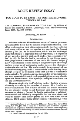 The Positive Economic Theory of Law