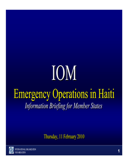 DG Haiti Info Brief 11 Feb 2010