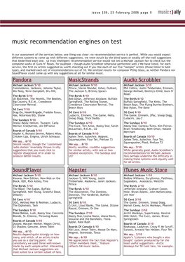 Music Recommendation Engines on Test