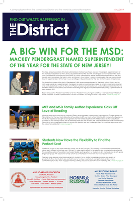 A Big Win for the Msd: Mackey Pendergrast Named Superintendent of the Year for the State of New Jersey!