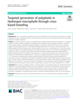 Targeted Generation of Polyploids in Hydrangea Macrophylla Through