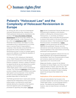 Poland's “Holocaust Law” and the Complexity Of