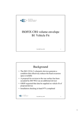 ISOFIX CRS Volume Envelope B1 Vehicle Fit Background