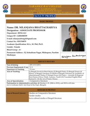 Dr. Nilanjana Bhattacharyya