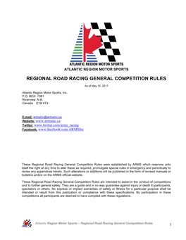 Regional Road Racing General Competition Rules