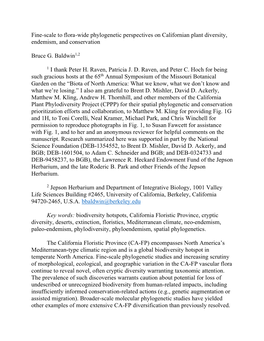 Fine-Scale to Flora-Wide Phylogenetic Perspectives on Californian Plant Diversity, Endemism, and Conservation