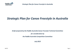 Strategic Plan for Canoe Freestyle in Australia