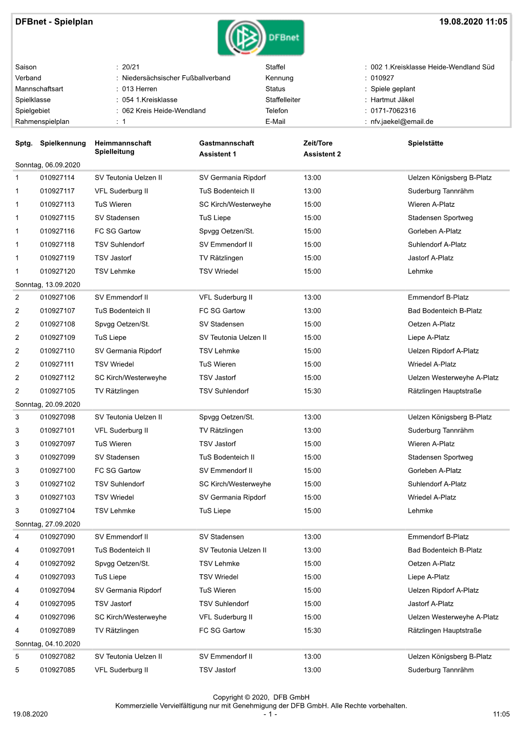 Dfbnet - Spielplan 19.08.2020 11:05