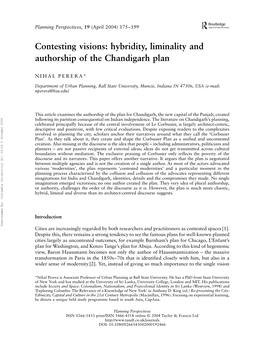 Contesting Visions: Hybridity, Liminality and Authorship of the Chandigarh Plan