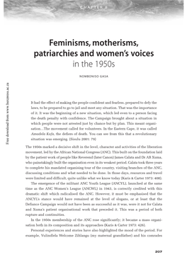 Feminisms, Motherisms, Patriarchies and Women's Voices