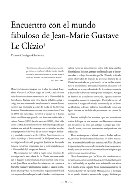 Encuentro Con El Mundo Fabuloso De Jean-Marie Gustave Le Clézio1