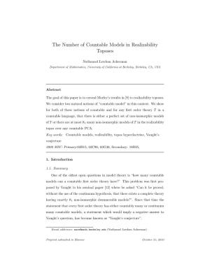The Number of Countable Models in Realizability Toposes