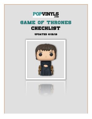 Game of Thrones Checklist Updated 6/12/19