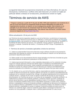 Términos De Servicio De AWS