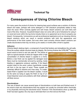 Consequences of Using Chlorine Bleach