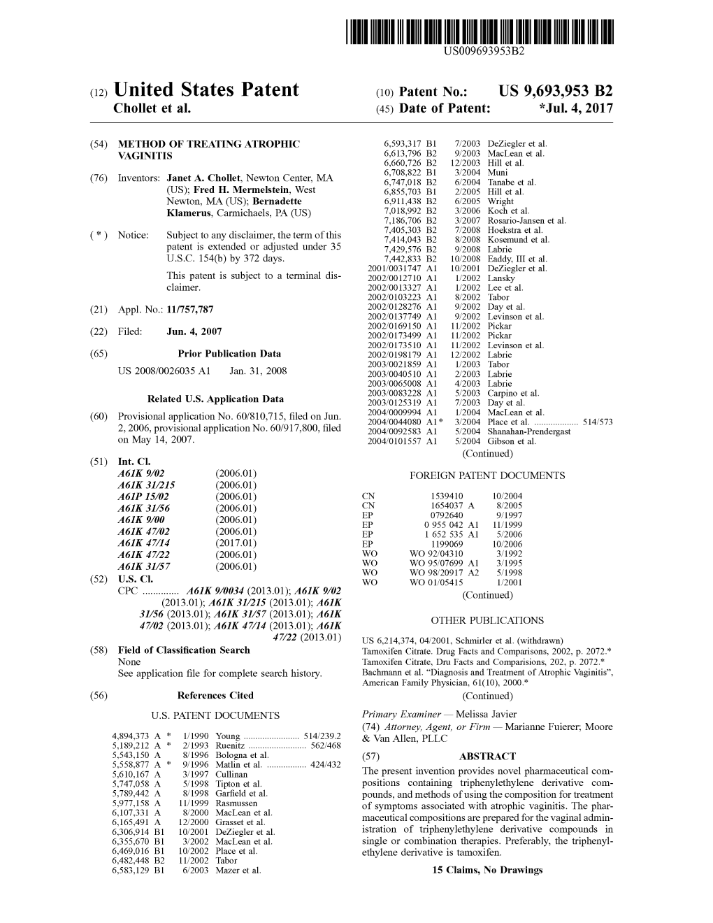 United States Patent (10) Patent No.: US 9,693.953 B2 Chollet Et Al