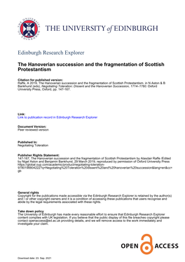 The Hanoverian Succession and the Fragmentation of Scottish