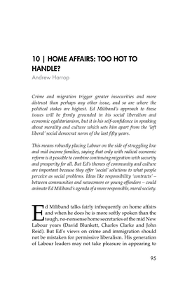 Home Affairs: Too Hot to Handle? Andrew Harrop