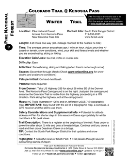 ORIC Winter Trail Map/Description Sheet