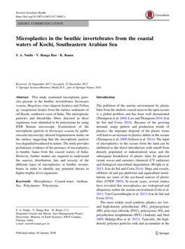 Microplastics in the Benthic Invertebrates from the Coastal Waters of Kochi, Southeastern Arabian Sea