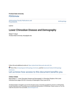 Lower Chinookan Disease and Demography