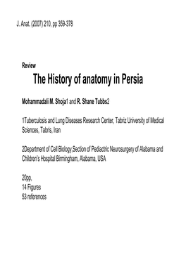 The History of Anatomy in Persia