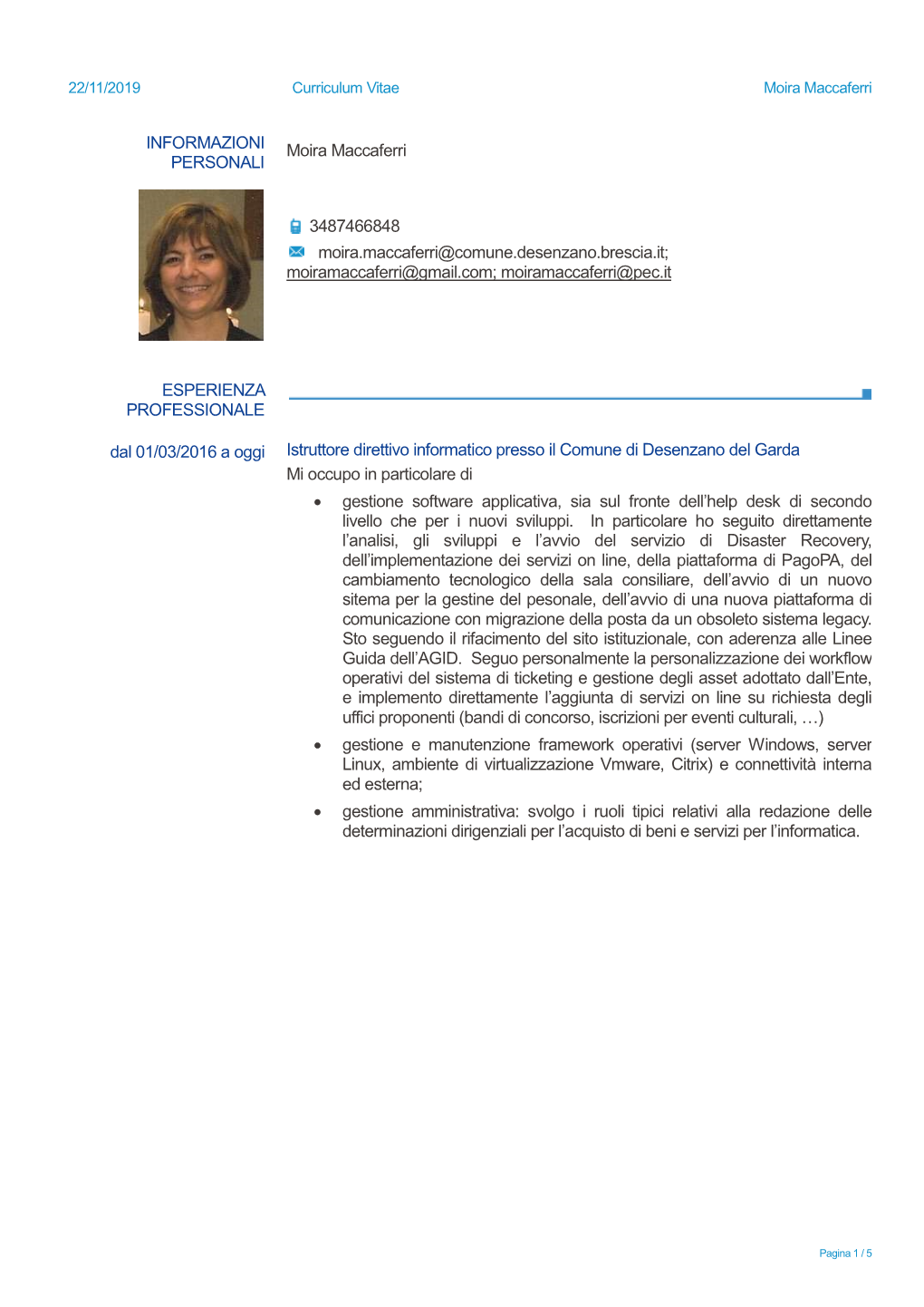 22/11/2019 Curriculum Vitae Moira Maccaferri