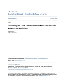 Evolutionary and Social Manifestations of Misled Fear: How Fear Motivates and Manipulates