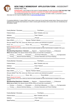 New Family Membership Application Form – Woodcraft Guild Act Inc