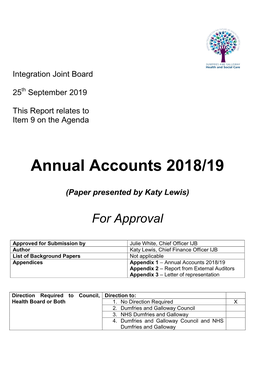 Agenda Item 9 Annual Accounts 2018 19