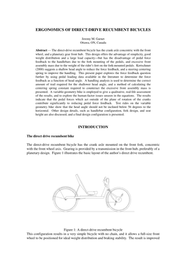 Ergonomics of Direct-Drive Recumbent Bicycles