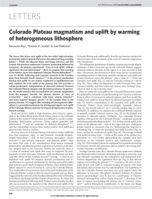 Colorado Plateau Magmatism and Uplift by Warming of Heterogeneous Lithosphere