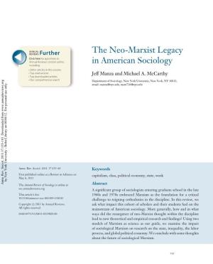 The Neo-Marxist Legacy in American Sociology