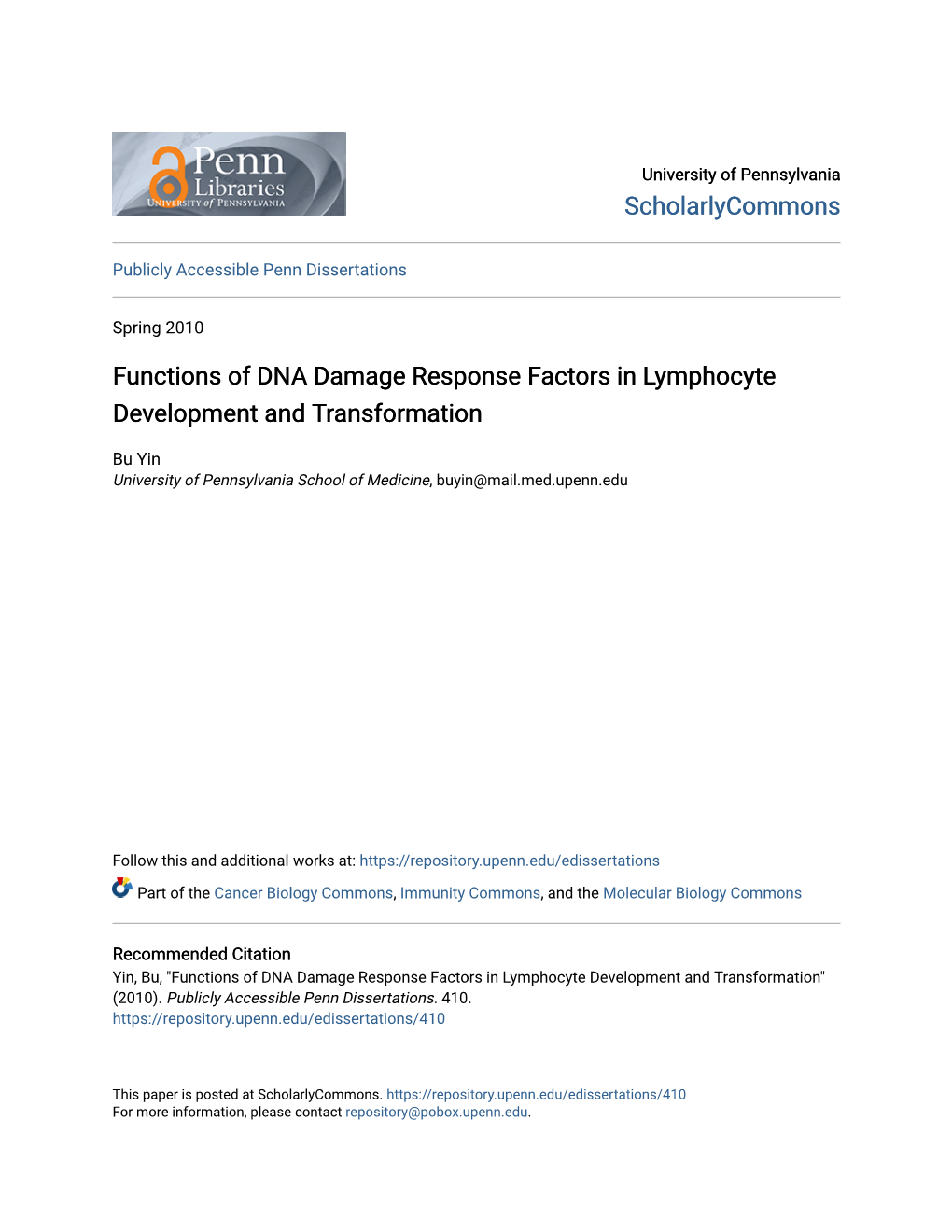 Functions of DNA Damage Response Factors in Lymphocyte Development and Transformation
