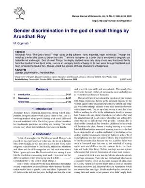 Gender Discrimination in the God of Small Things by Arundhati Roy
