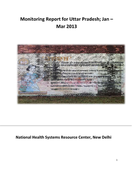 Monitoring Report for Uttar Pradesh; Jan – Mar 2013